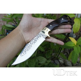 Hunter forged steel ebony handle hunting straight knife UD405455
